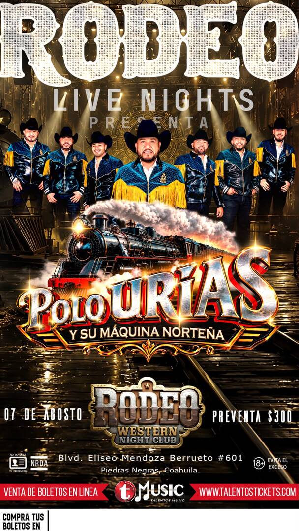 Polo Urias y su Maquina Norteña en Rodeo Western Night en Piedras Negras, Coahuila