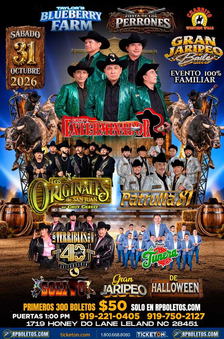 Gran Jaripeo Baile-Fiesta de los perrones-Taylor's Blueberry Farm-Leland NC