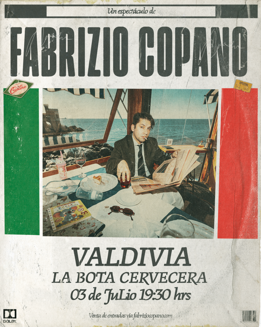 FABRIZIO COPANO / VALDIVIA / LA BOTA CERVECERA / 03 DE JULIO / 19:30 HRS