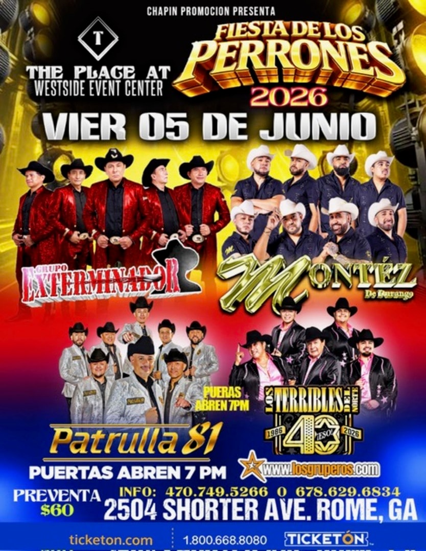 Fiesta de los Perrones-Grupo Exterminador-Montez de Durango-Patrulla 81-Los Terribles del Norte-The Place At