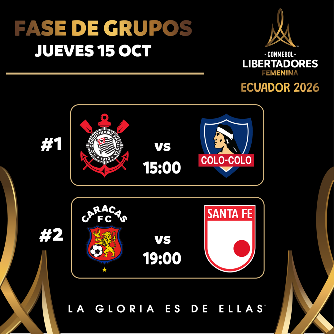 #1 Corinthians (Bra) vs Colo Colo (Chi) / #2 Caracas F.C. (Ven) vs Santa Fe (Col) / CONMEBOL Libertadores Femenina 2026™ / Fase de Grupos