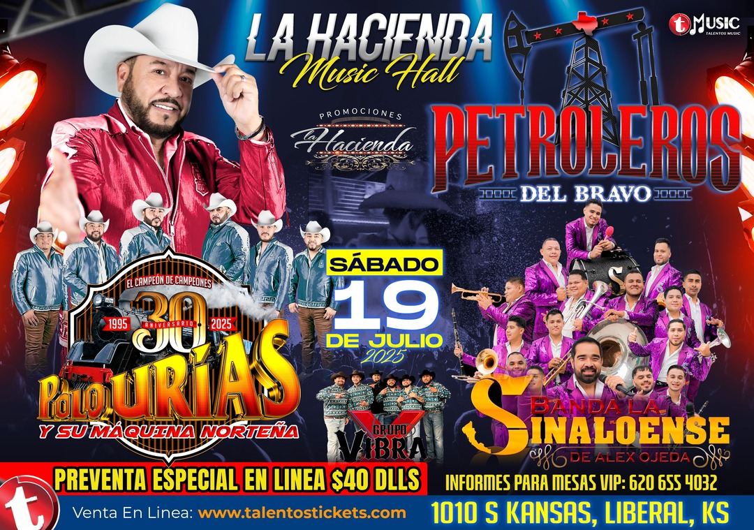 Polo Urias y Su Maquina Norteña en La Hacienda Music Hall de Liberal, Kansas.