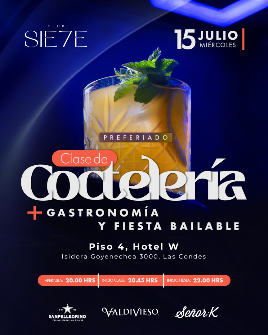 CLASES DE COCTELERÍA + FIESTA ★ MIÉRCOLES 15 JULIO ★ Club Siete 