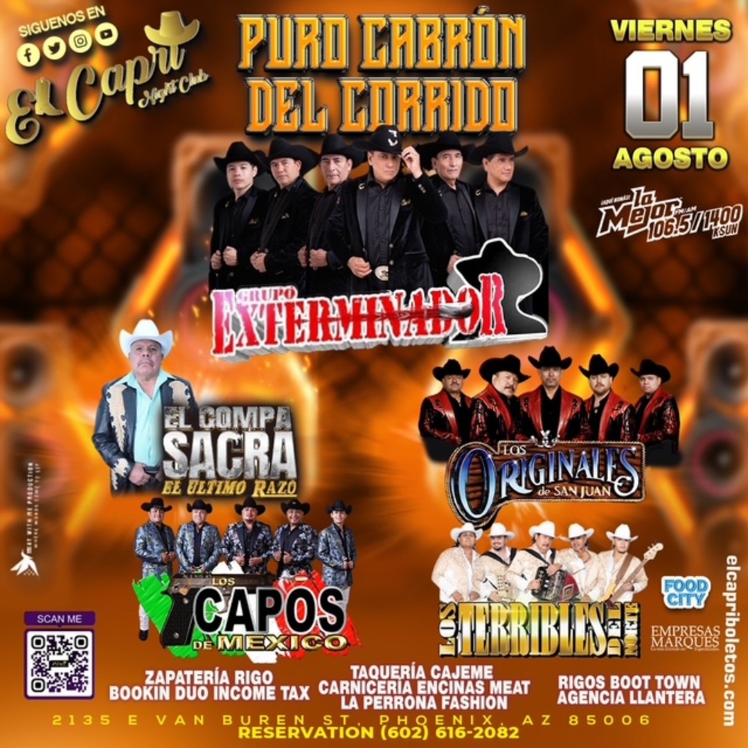Puro Cabron del Corrido-Grupo Exterminador-El Compa Sacra-Los Originales de San Juan-Los Capos de Mexico-Los Terribles del Norte-El Capri