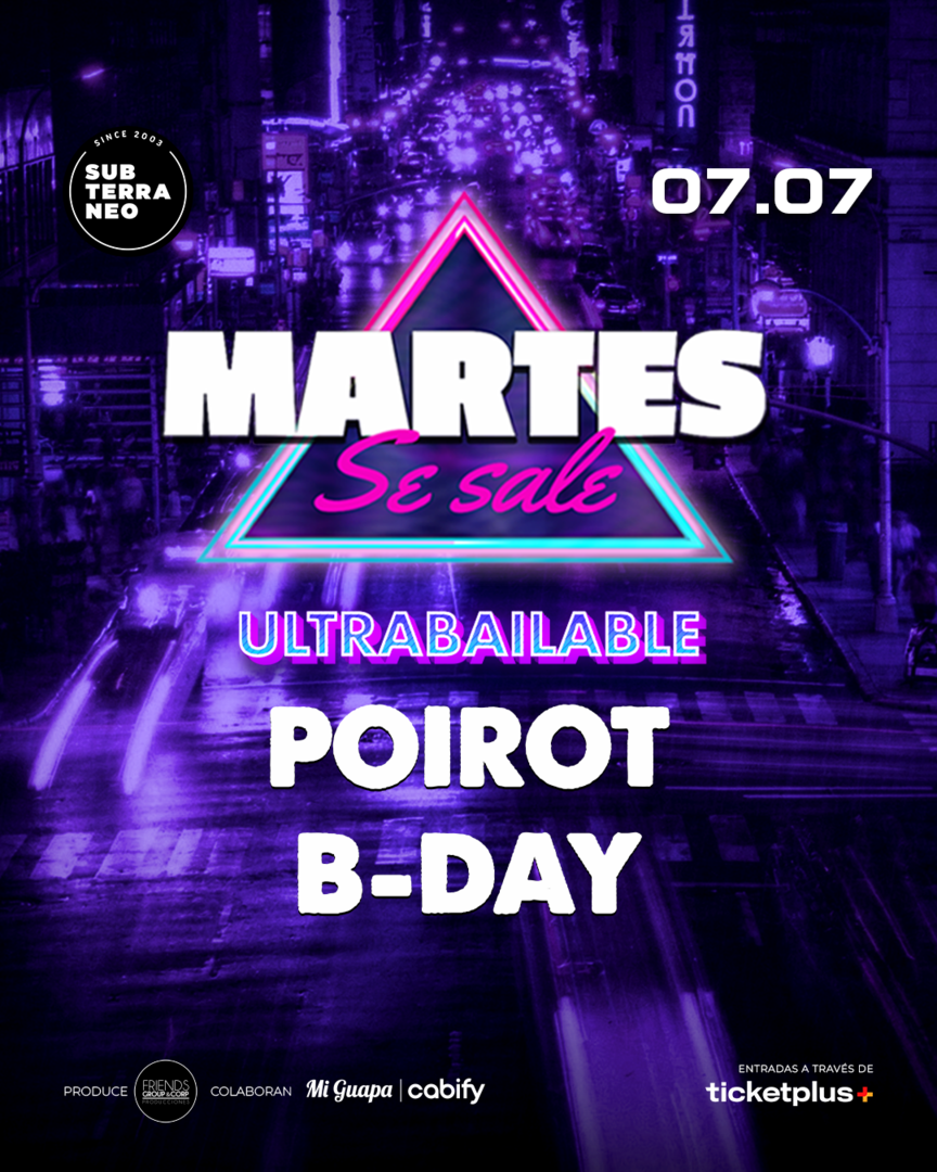 MARTES SE SALE! ★ MARTES 07 JULIO ★ Club Subterráneo (+21)