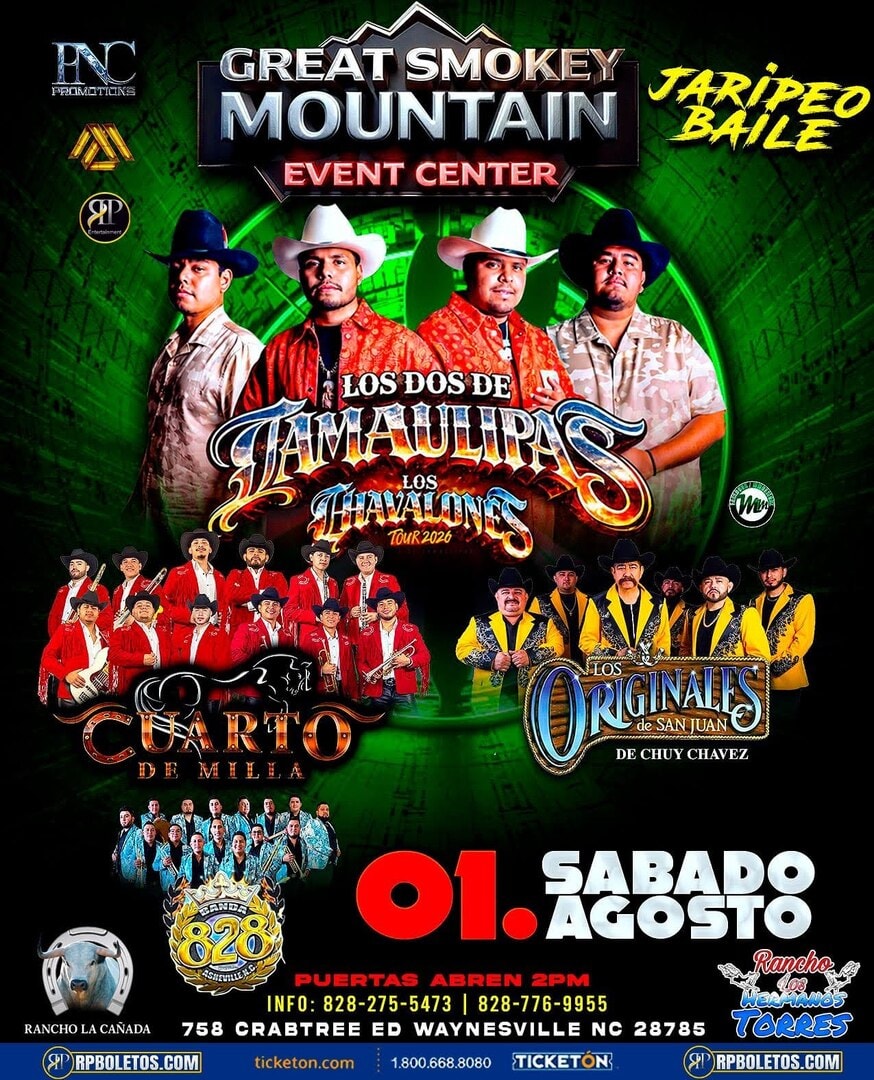 Los Dos de Tamaulipas-Cuarto de Milla-Los Originales de San Juan-Great Smokey Mountain Event Center-Waynesville NC