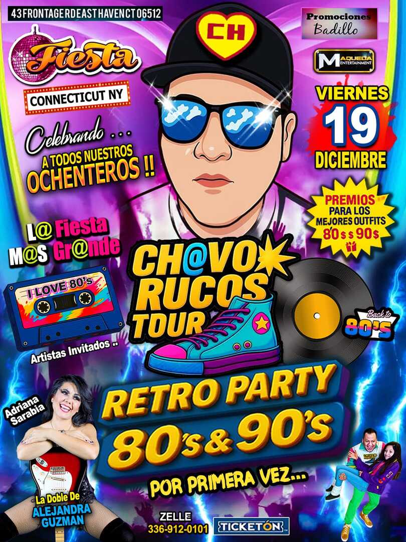 Chavos Rucos Tour-Grupo Santisima-Tributo Alejandra Guzman-Gloria Trevi-Ana Gabriel-Fiesta Connecticut