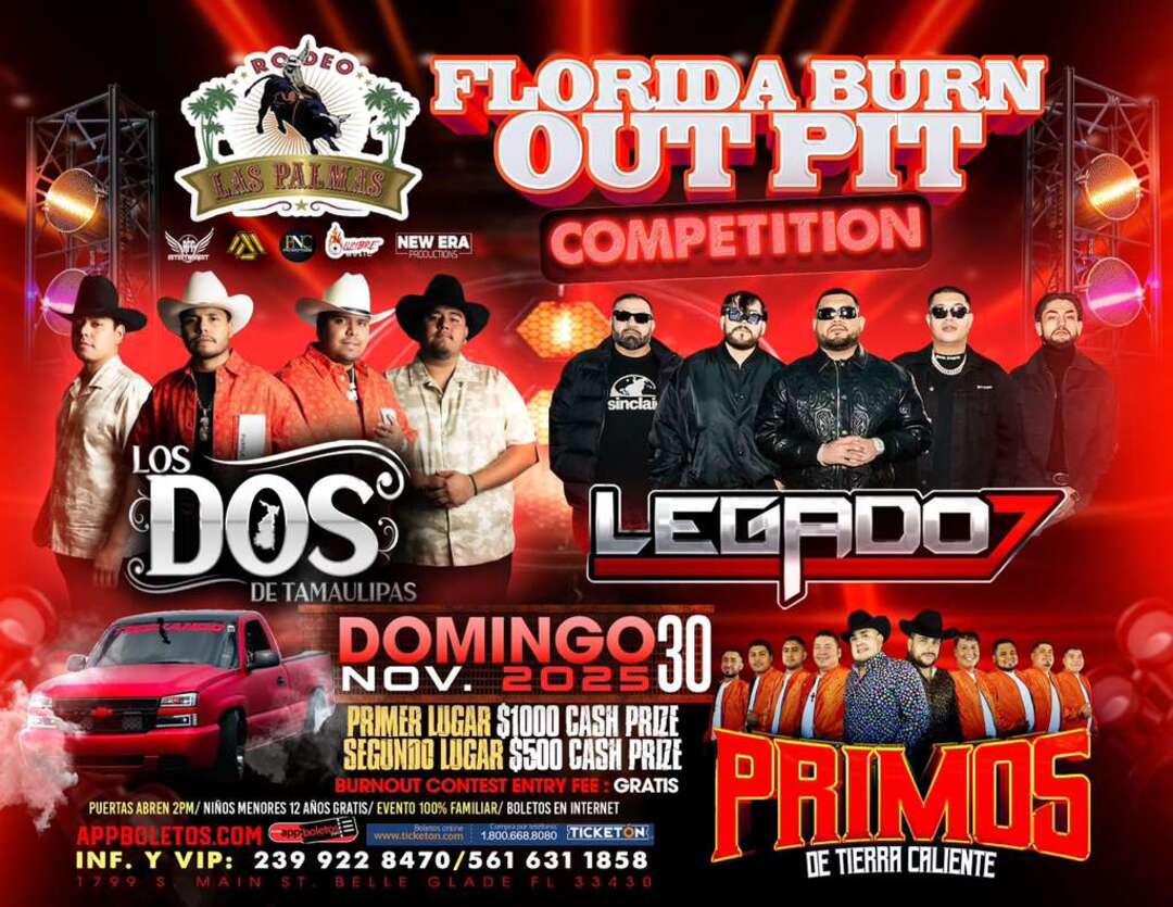 Los Dos de Tamaulipas-Legado 7-Primos de Tierra Caliente-Florida Burn Out Pit-Rodeo Las Palmas