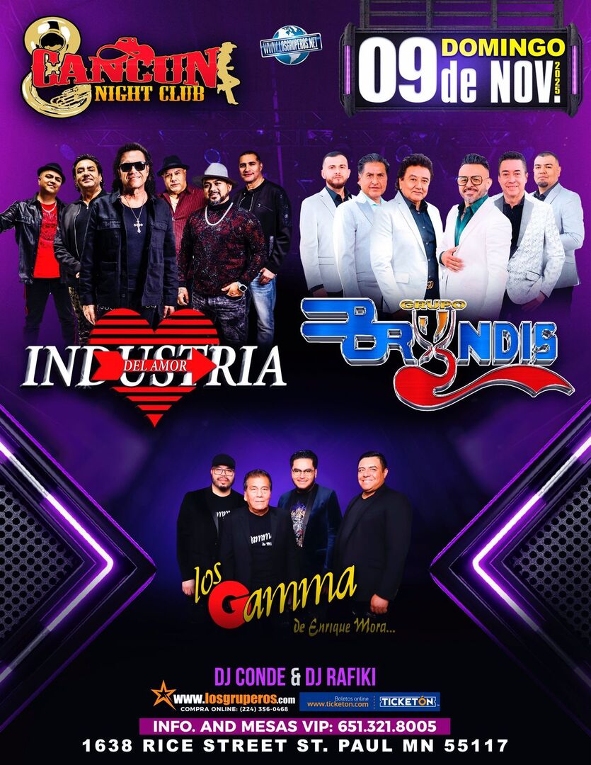 Industria del Amor-Bryndis-Los Gamma de Enrique Mora-Tour Los Mas Romanticos-Cancun Nightclub