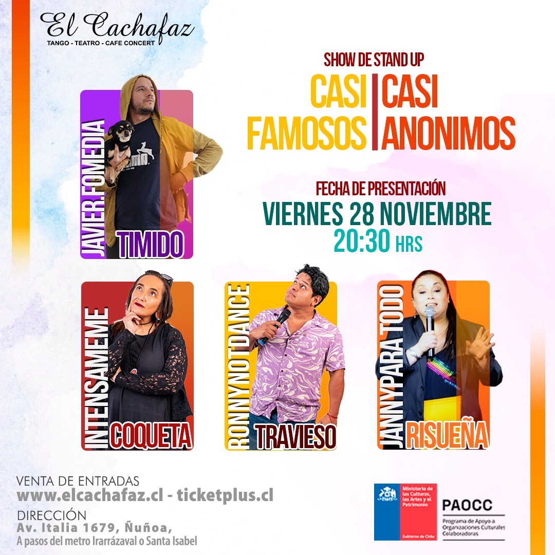 Show Stand Up-Casi famosos-Viernes 28 de Noviembre 20:30 hrs