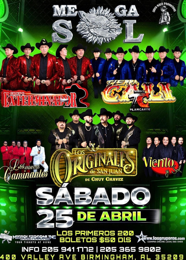 Exterminador-Tierra Cali-Los Originales de San Juan-Los Andantes Caminantes-Viento y Sol-Mega Sol