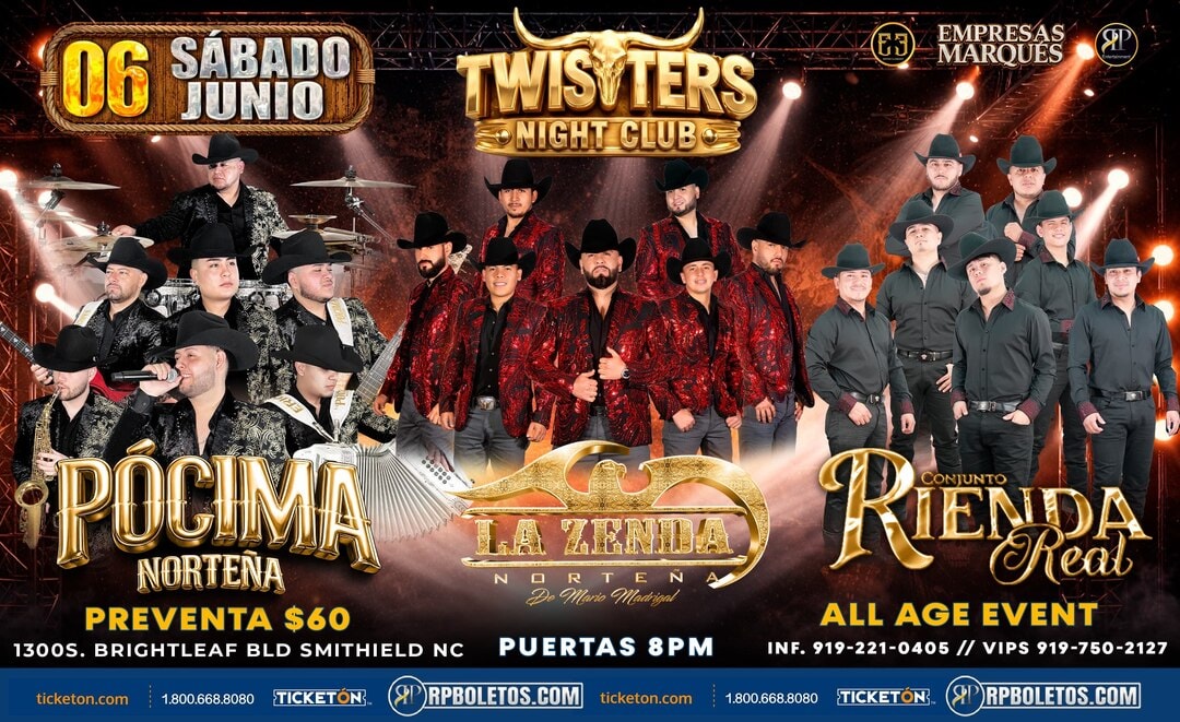 Pocima Norteña-La Zenda Norteña-Conjunto Rienda Real-Twisters Nightclub-Smithfield NC