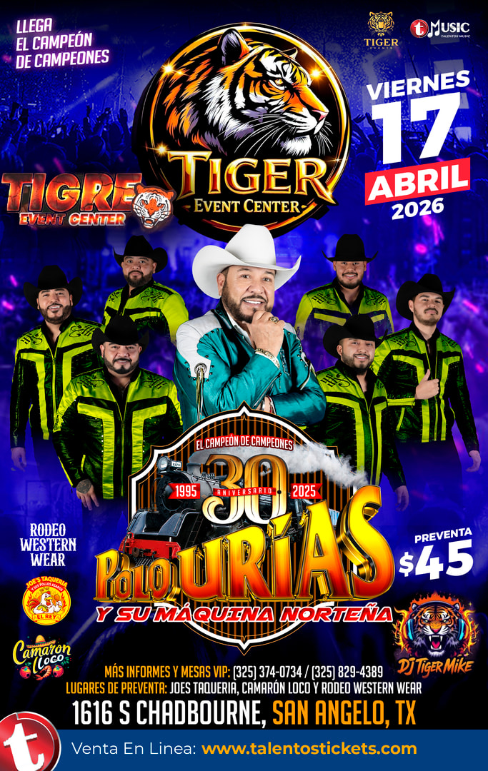 Polo Urias y La Maquina Norteña en El Tigre Event Center de San Angelo, Texas