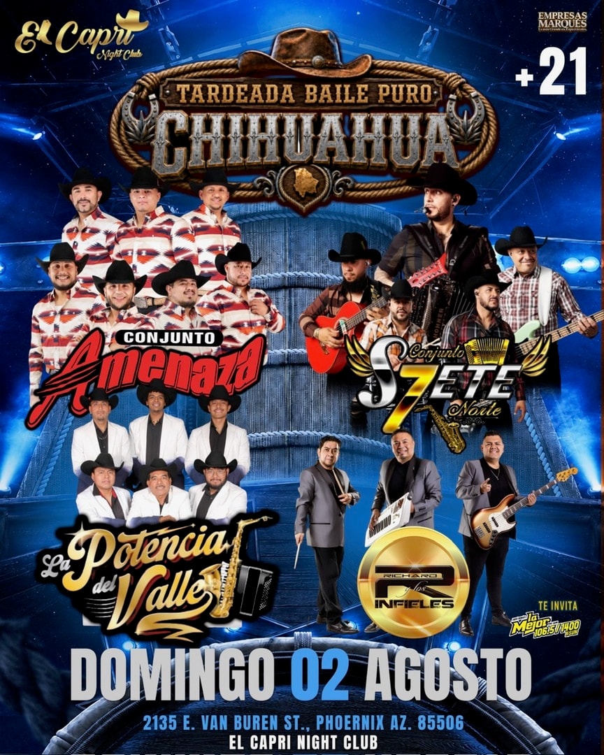 Tardeafda Baile Puro Chihuahua-Conjunto Amenaza-Conjunto S7ete Norte-La Potencia del Valle-Richard y Los Infieles