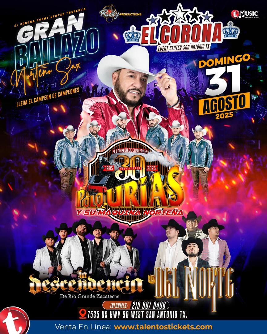 Polo Urias y La Maquina Norteña en El Corona Event Center de San Antonio, Texas.