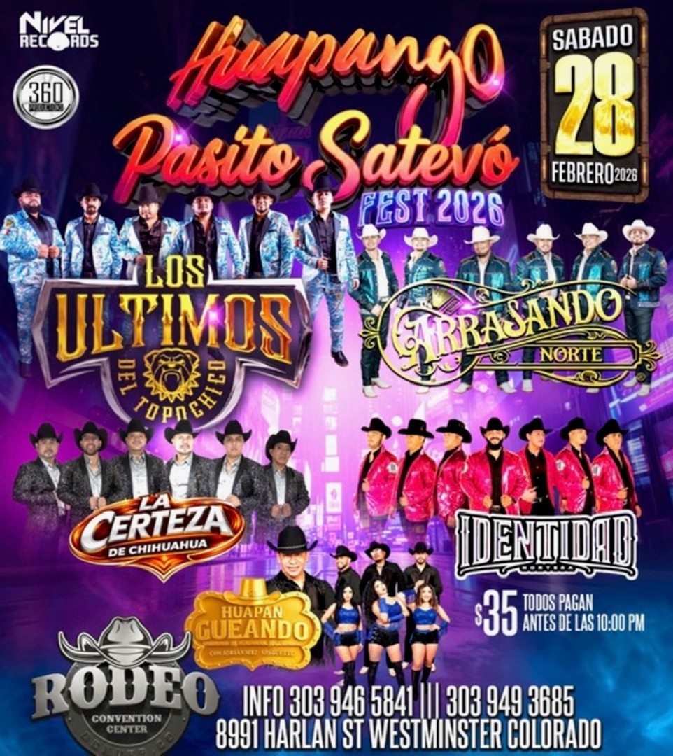 Pasito Satevo Fest 2026-Los Ultimos del Topochico-Arrasando Norte-La Certeza de Chihuahua-Identidad Nortena-Rodeo Convention