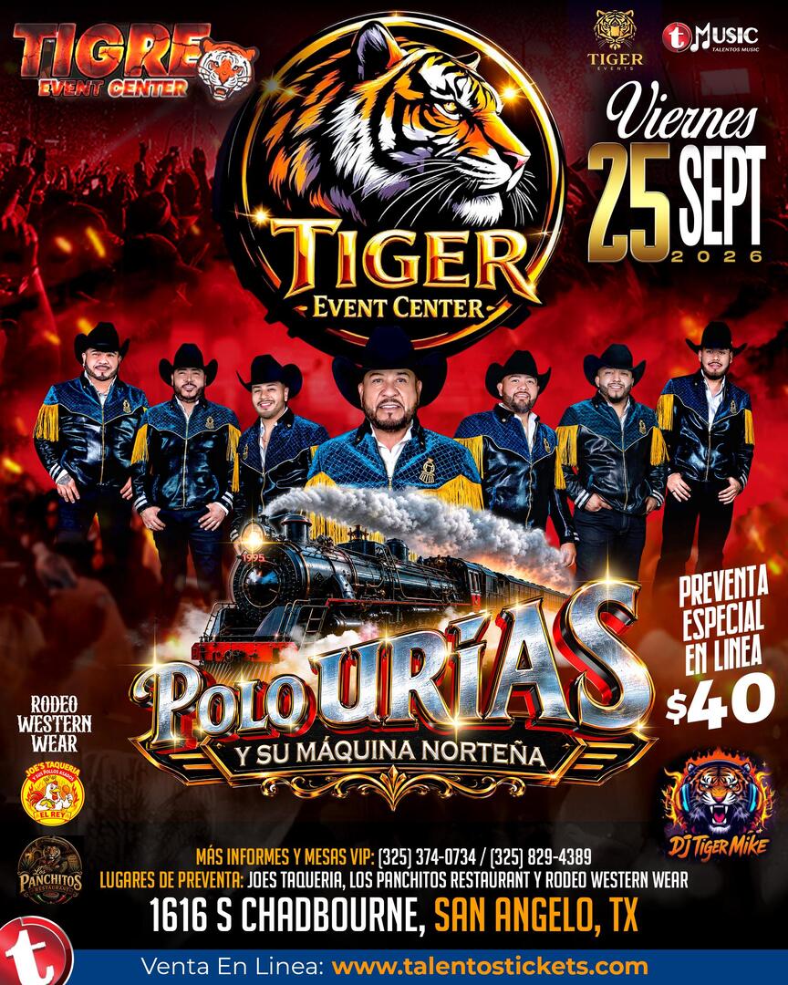 Polo Urias y Su Maquina Norteña en El Tigre Event Center de San Angelo, Texas