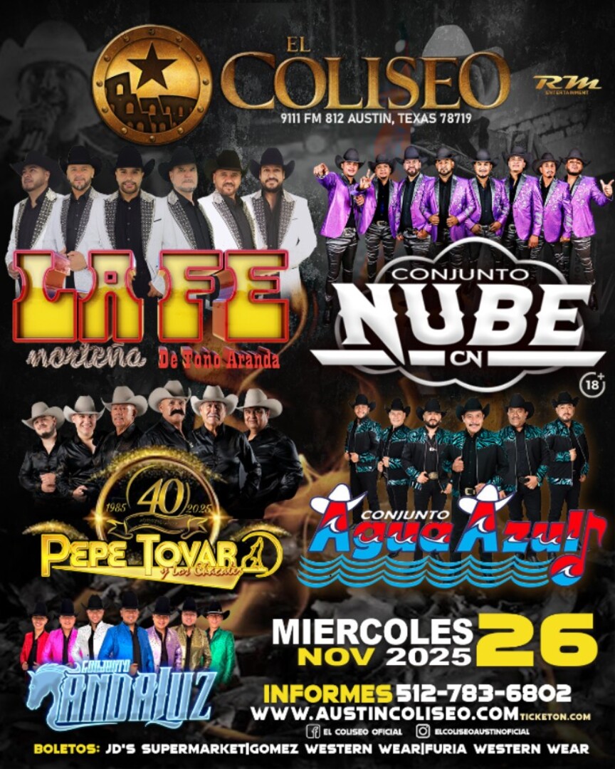 La Fe Nortena-Conjunto Nube-Pepe Tovar y Los Chacales-Conjunto Agua Azul-Conjunto Andaluz-El Coliseo