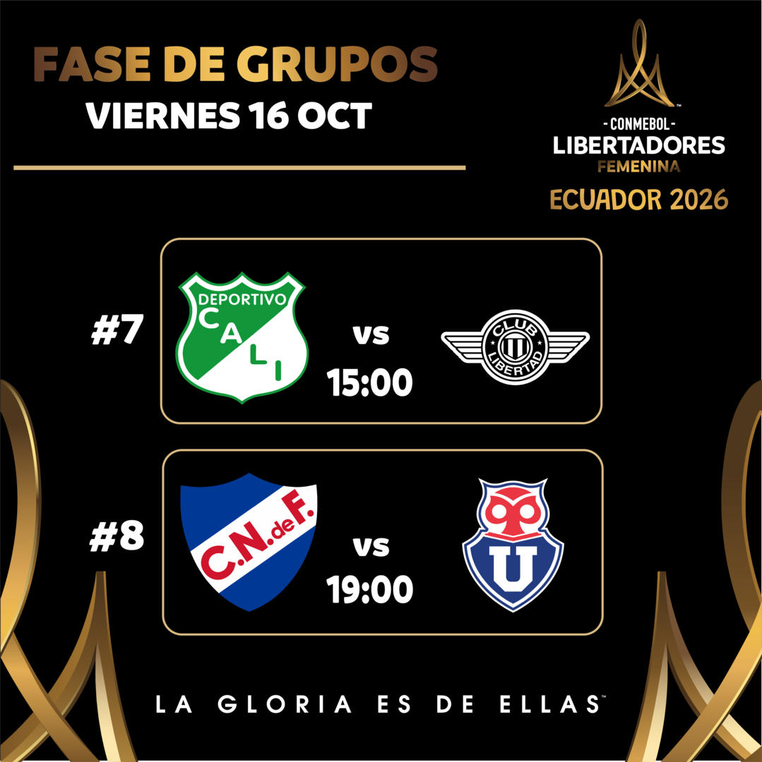 #7 Deportivo Cali (Col) vs Libertad (Par) / #8 Nacional (Uru) vs U. de Chile (Chi) / CONMEBOL Libertadores Femenina 2026™ / Fase de Grupos