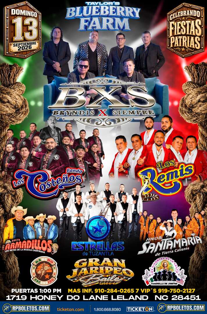 Bryndis Por Siempre-Banda Los Costeños -Estrellas de Tuzantla-Armadillos-Hnos Santamaria-Taylors Blueberry Farm-Leland NC