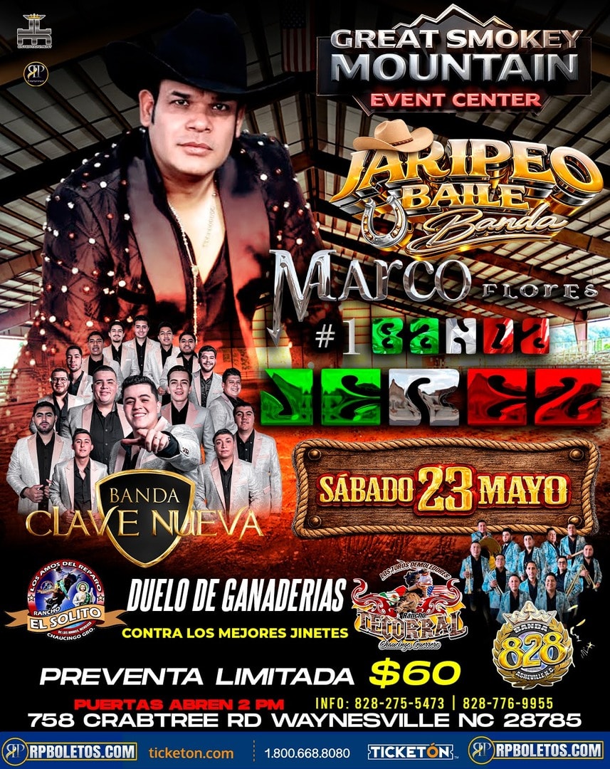 Marco Flores Y La Jerez-Banda Clave Nueva-Banda 828-Great Smokey Mountain Event Center-Waynesville NC