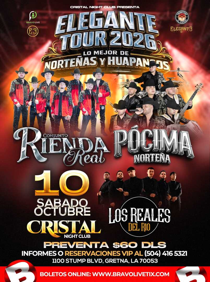 Conjunto Rienda Real-Pocima Nortena-Los Reales del Rio--Cristal