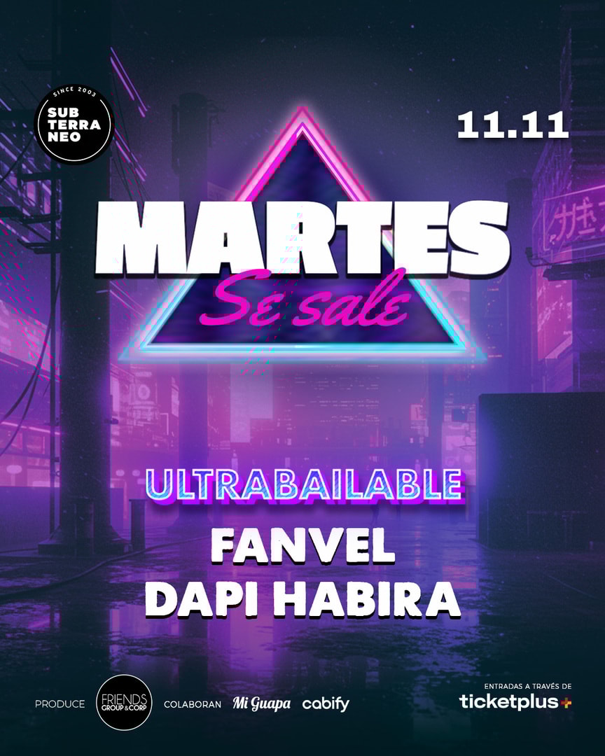 MARTES SE SALE! ★ MARTES 11 NOVIEMBRE ★ Club Subterráneo (+21) MARTES SE SALE! ★ MARTES 11 NOVIEMBRE ★ Club Subterráneo (+21)