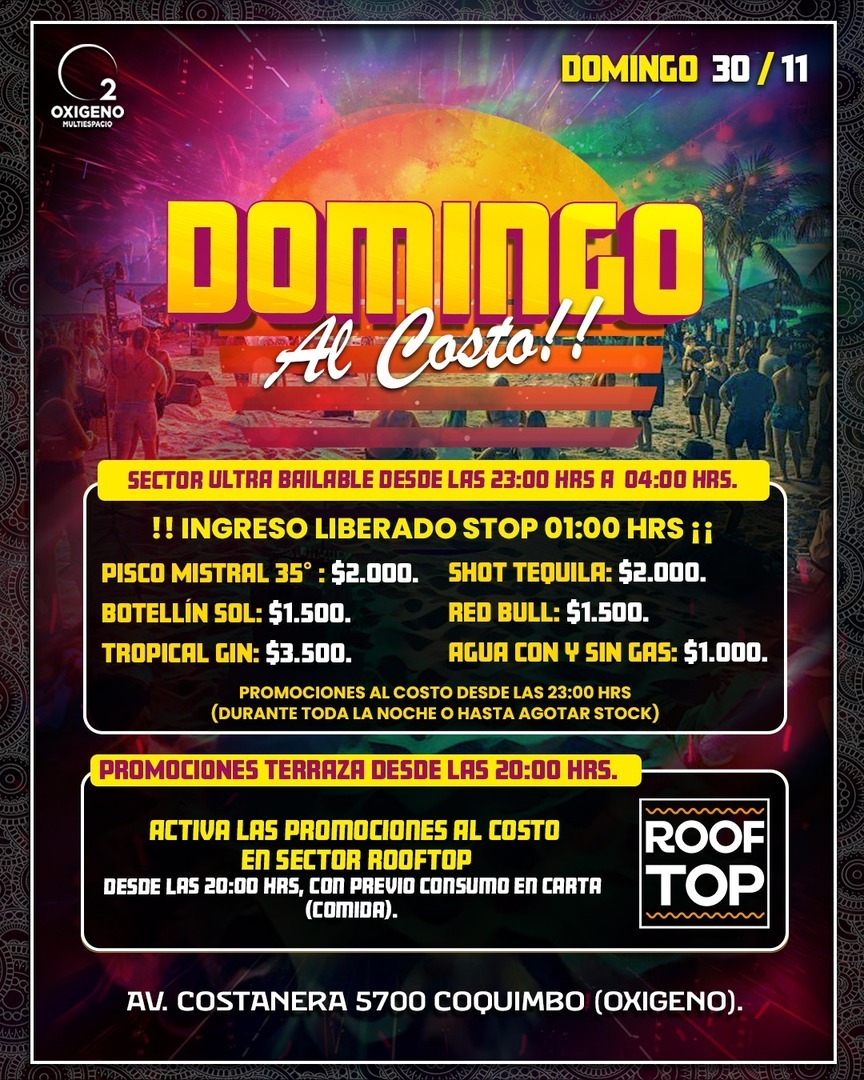 DOMINGO 30 AL CO$TO 🥃🍸🍹SUNSET EXTENDED + ULTRA BAILABLE HASTA LAS 04 AM💃🪩 INGRESO GRATIS HASTA LAS 01 AM‼️⚠️NOS RESERVAMOS EL DERECHO DE ADMISIÓN⚠️