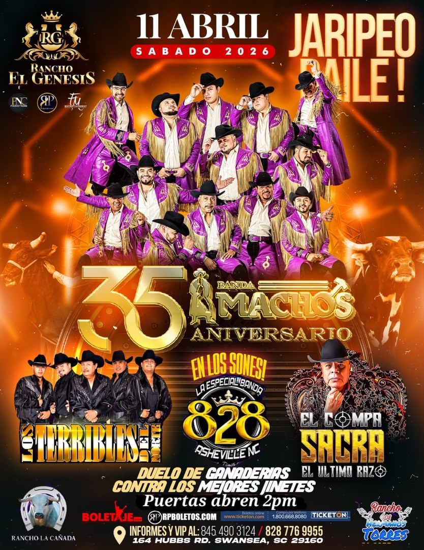 Banda Machos-Terribles Del Norte-Compa Sacra-Rancho El Genesis-Swansea SC