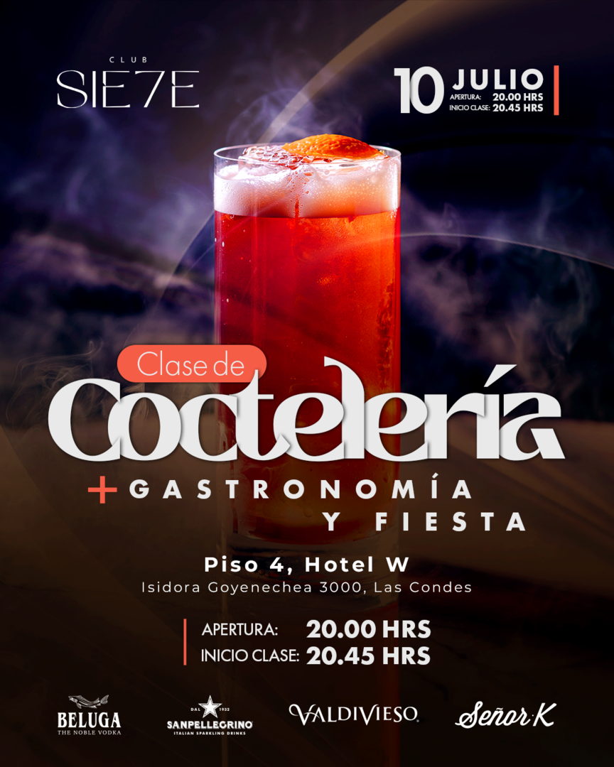 CLASES DE COCTELERÍA + FIESTA ★ VIERNES 10 JULIO ★ Club Siete 