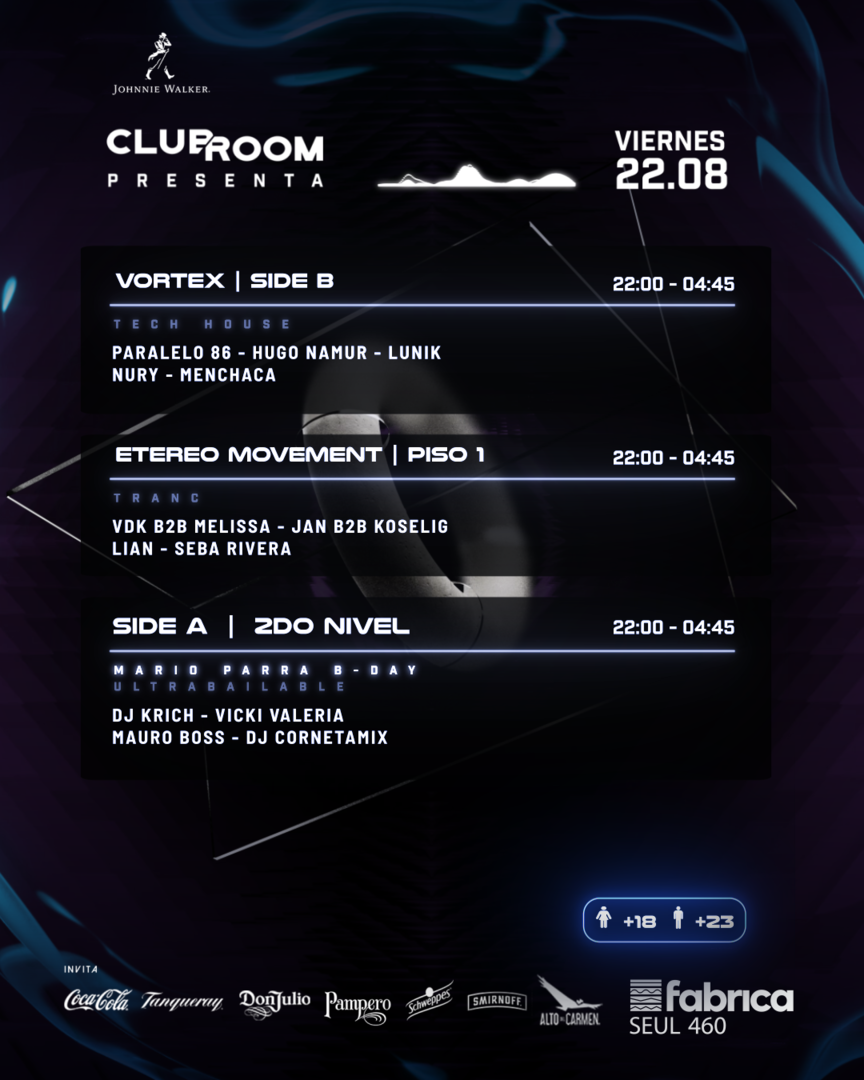 Clubroom Presenta @ Viernes 22 Agosto