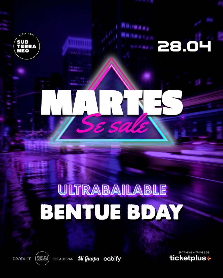 MARTES SE SALE! ★ MARTES 28 ABRIL ★ Club Subterráneo (+21)