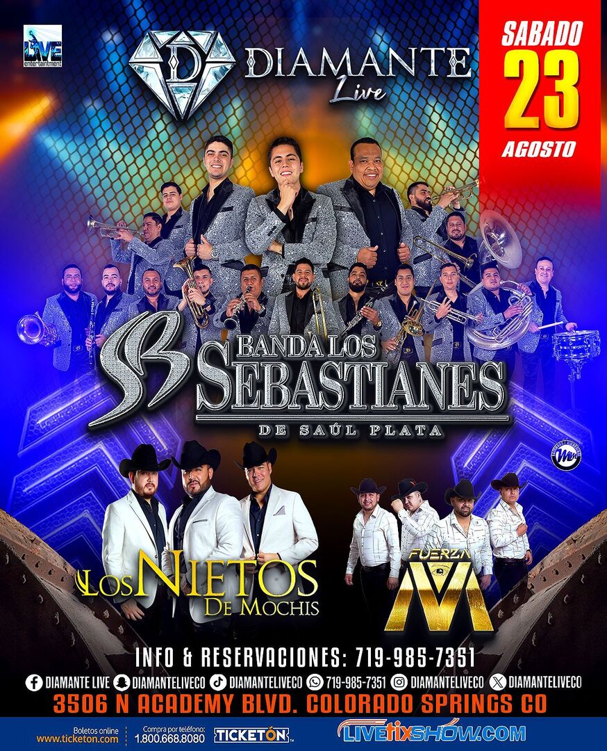 Banda Los Sebastianes de Saul Plata-Los Nietos de Los Mochis-Fuerza M-Diamante Live