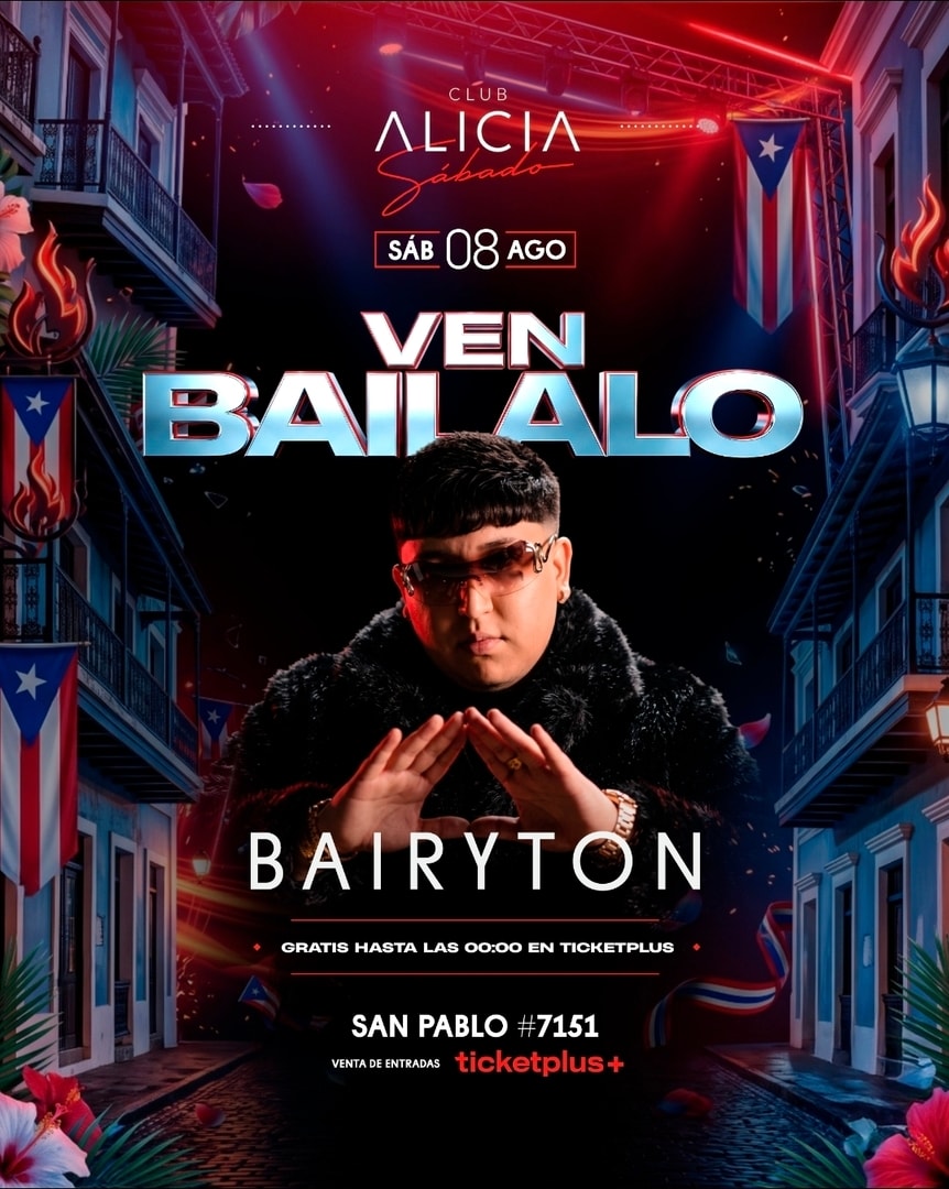 BAYRITON EN VIVO CLUB ALICIA - 8 DE AGOSTO - 23:00