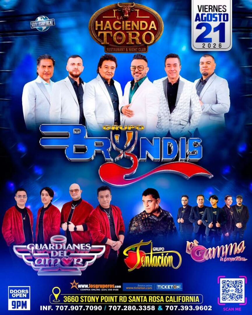 Grupo Bryndis-Guardianes del Amor-Tentacion-Los Gamma de Enrique Mora-La Hacienda del Toro