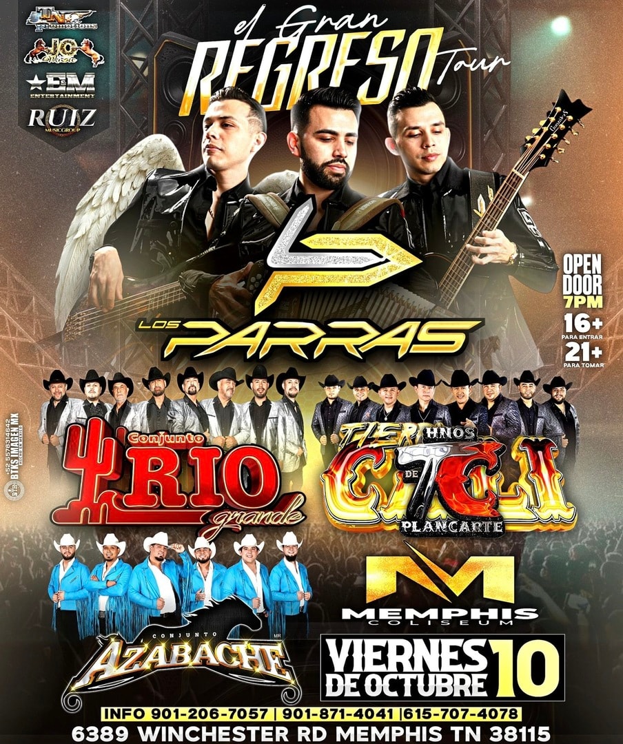 Gran regreso en concierto Los Parras, Conjunto Trío Grande, Los Hermanos Plancarte & Conjunto Azabache. 