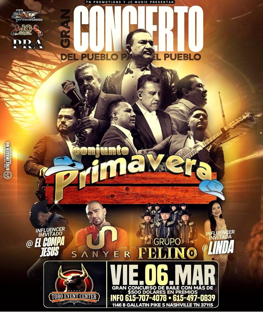 Gran concierto del Pueblo con Conjunto Primavera, Grupo Felino & Sanyer.