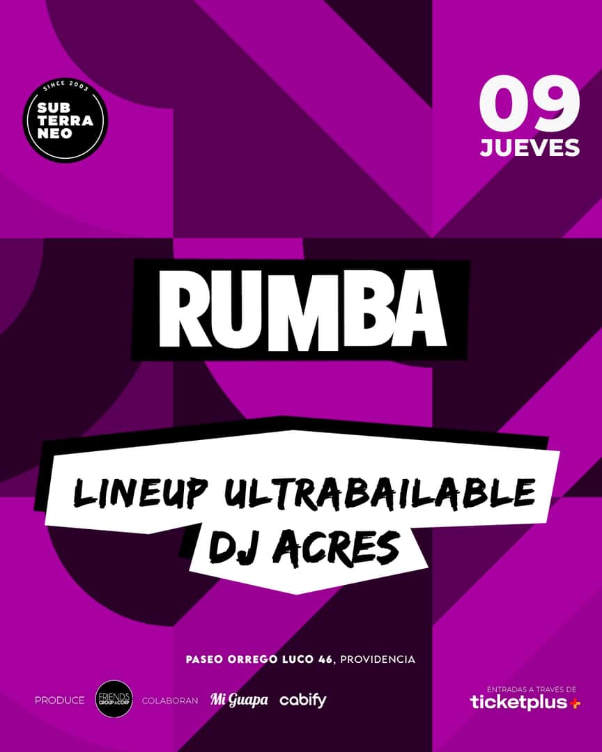 RUMBA Full Ultrabailable ★ JUEVES 09 ABRIL ★ Club Subterráneo (+21M & +23H)