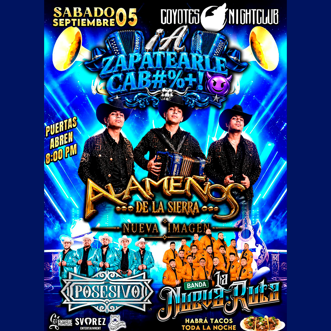 Alameños De La Sierra Sábado 05 de Septiembre en Coyotes Night Club, Beloit, WI