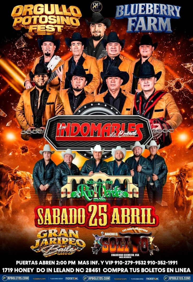 Los Indomables De Cedral-Conjunto Rio Verde-Blueberry Farm-Leland NC