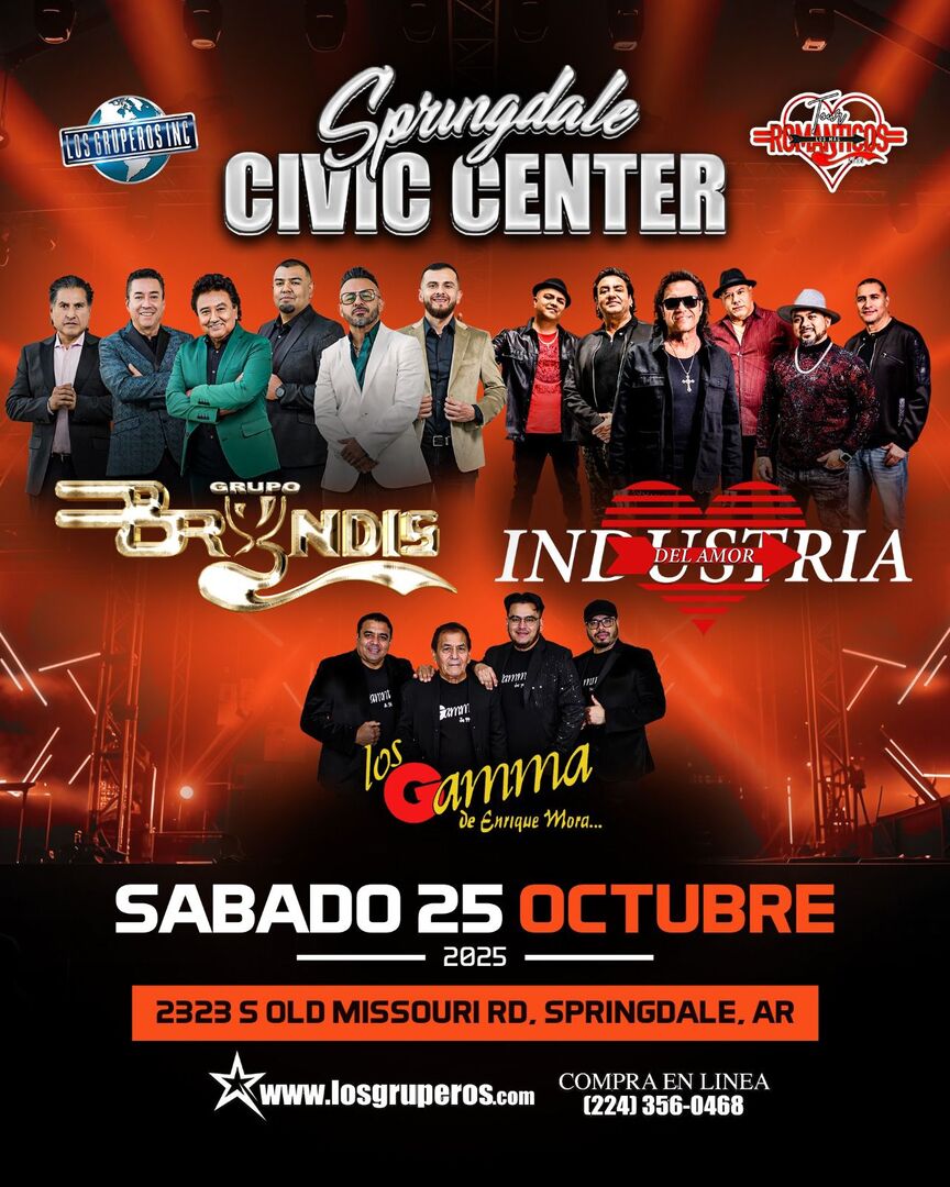 Bryndis-Industria del Amor-Los Gamma de Enrique Mora-Tour Los Mas Romanticos-Springdale Civic Center